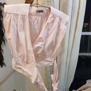 Zara Pink Wrap Blouse